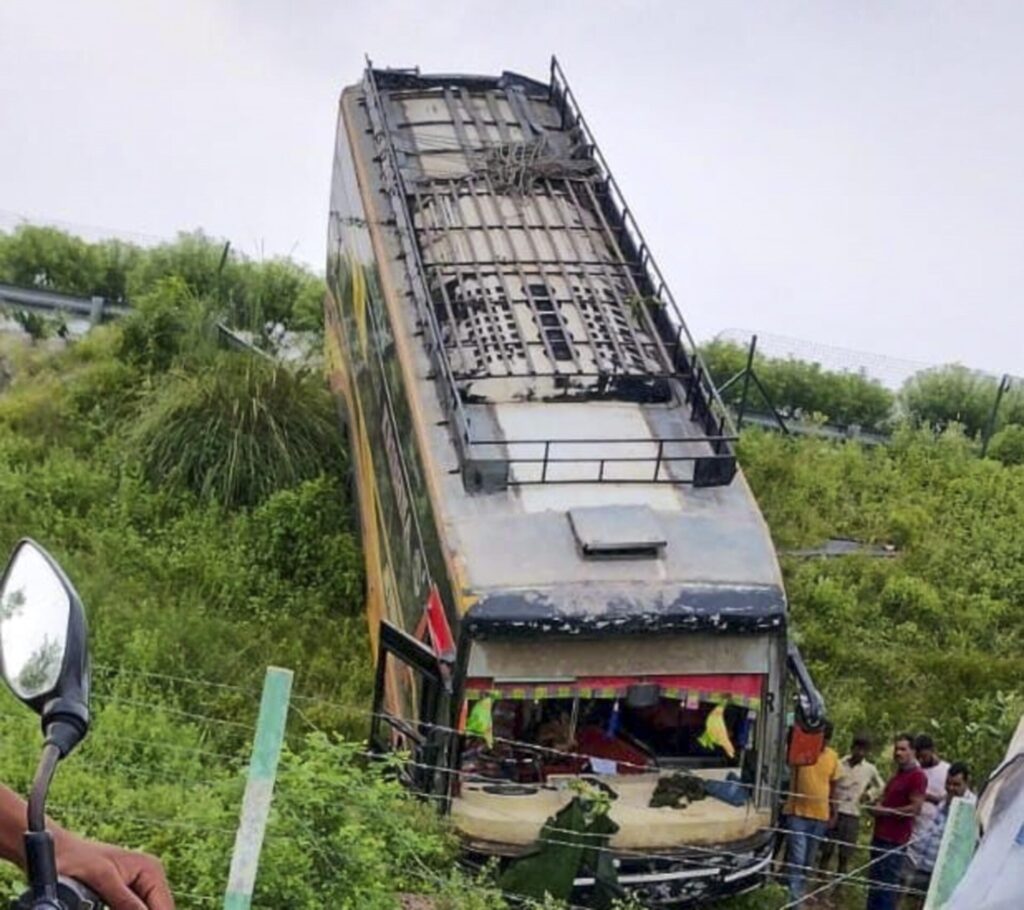 Toppled Bus