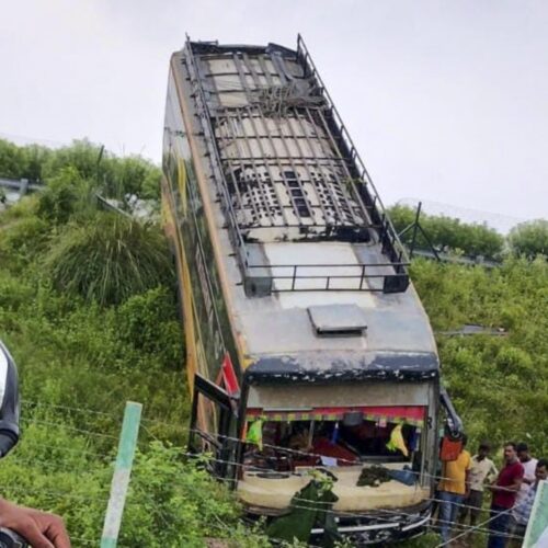 Toppled Bus