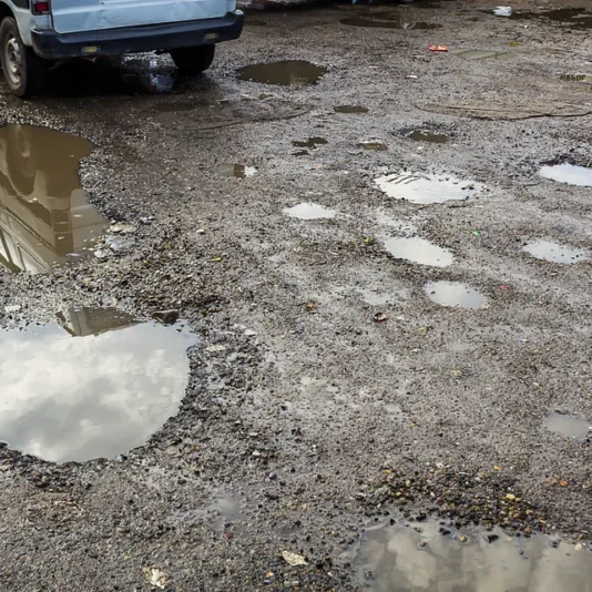 Potholes on road